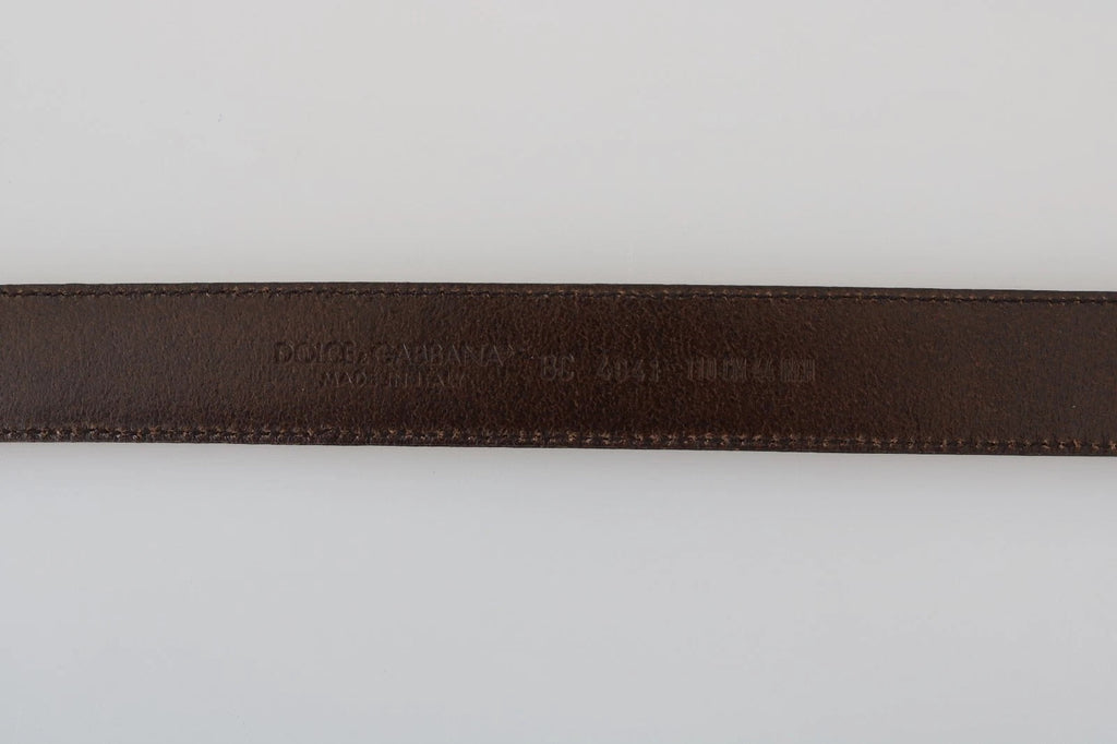 Dolce & Gabbana Blue Perforated Leather Gray Buckle Belt