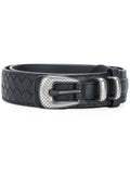 Bottega Veneta Nappa Intrecciato Leather Embossed Buckle Belt