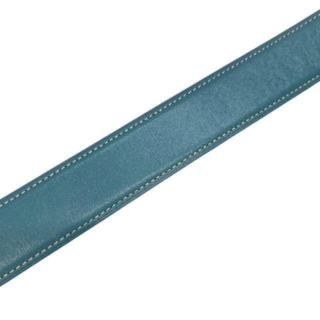 Hermes Serie Belt Leather Blue Jean Brown Silver Hardware
