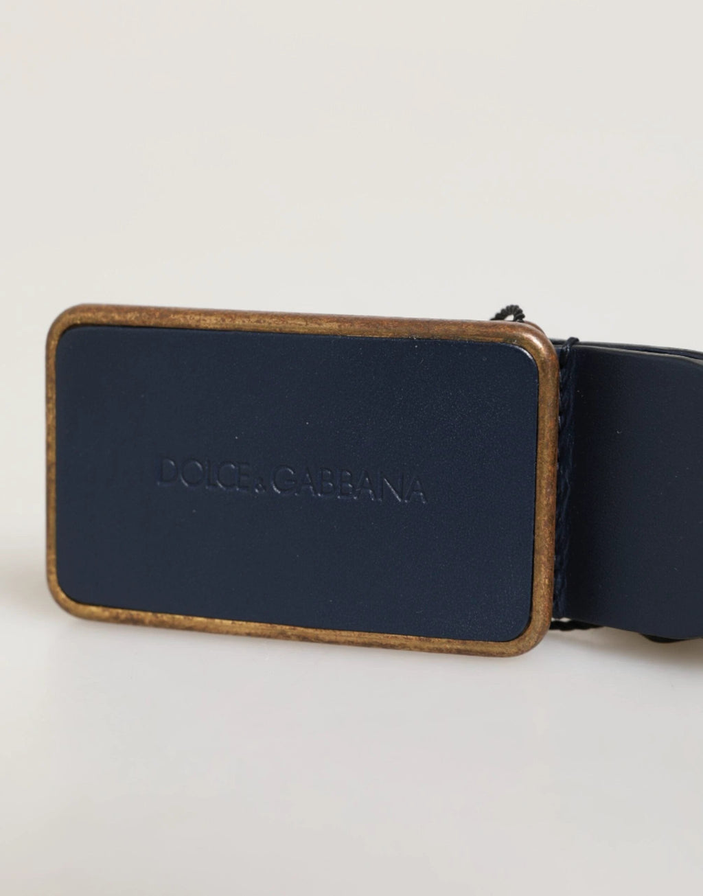 Dolce & Gabbana Blue Leather Classic Metal Logo Buckle Belt