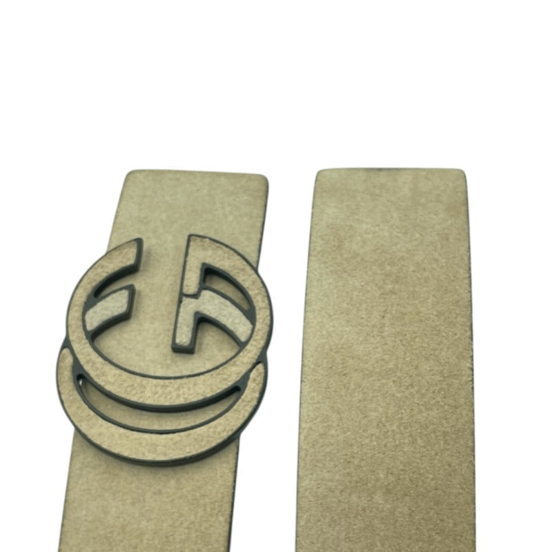 Gucci GG Logo Suede Leather Belt Light Beige Size 75