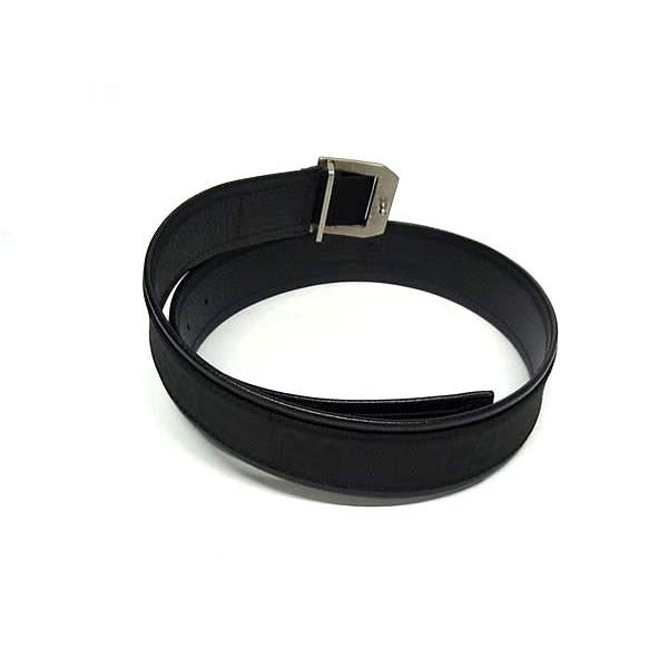 Gucci H9 Hlx GG Pattern Nylon And Leather Silver Hardware Belt