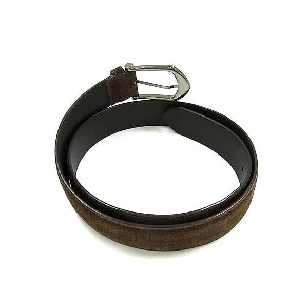 Louis Vuitton Belt Ceinture Riveted M6836 U Brown Suede Leather Silver