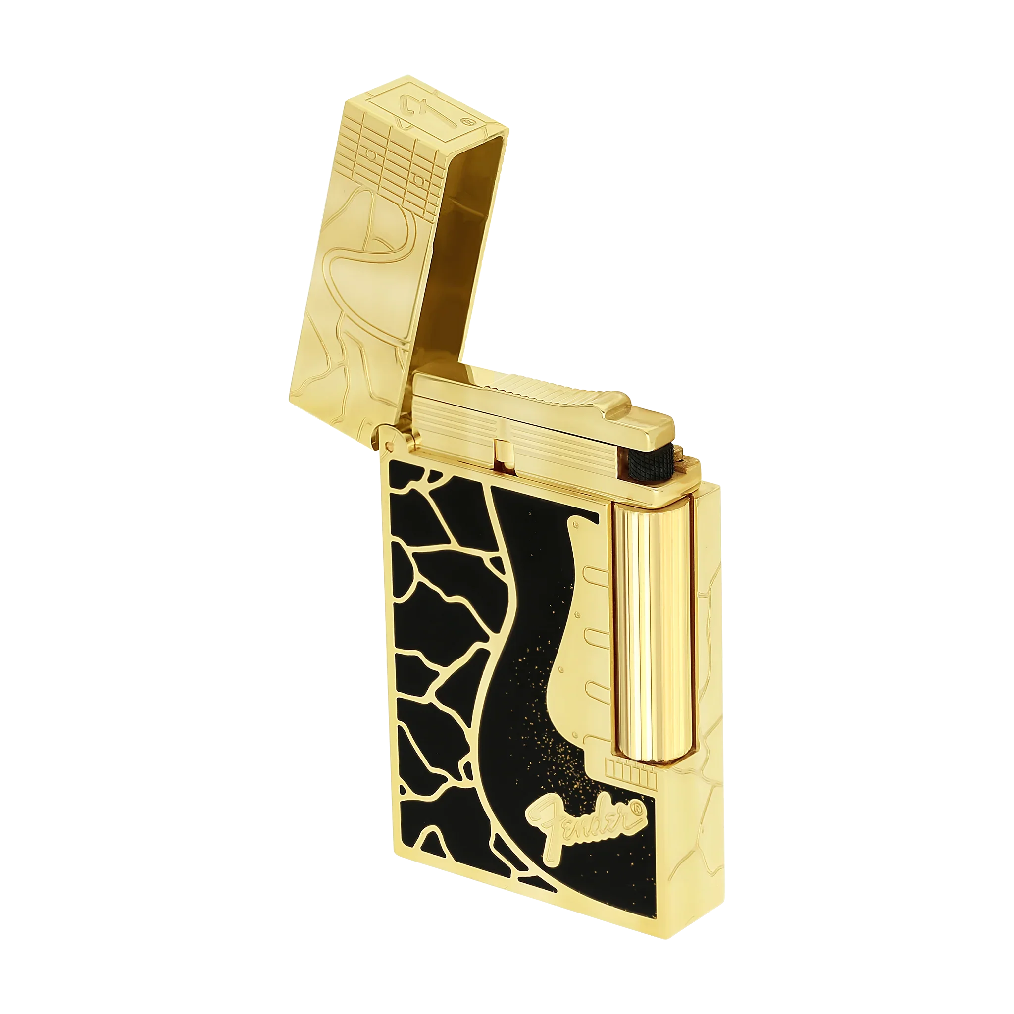 S.T. DUPONT Ligne 2 Fender Black Lacquered Lighter/Briquet C16025CL