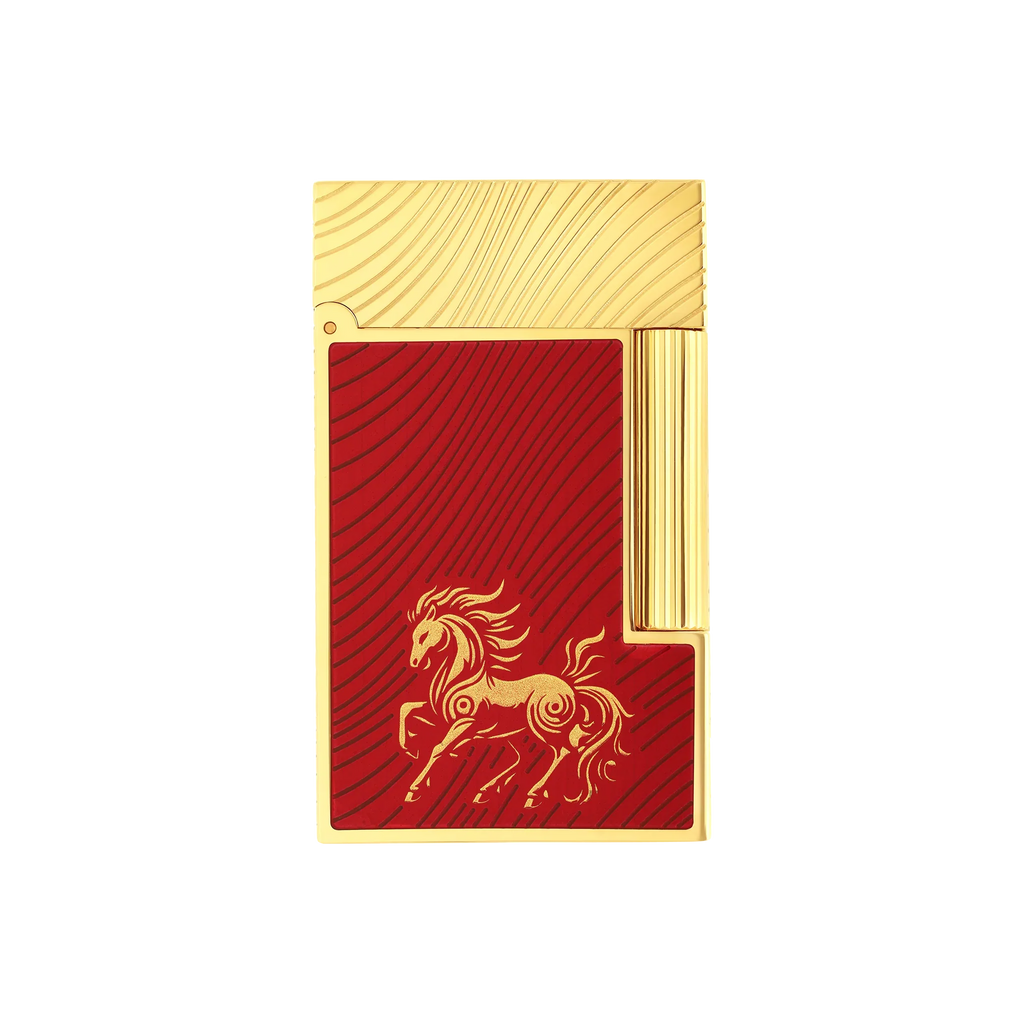 S.T. DUPONT Ligne 2 Horse Mane Guilloche Red/YG Lighter/Briquet C16080CL