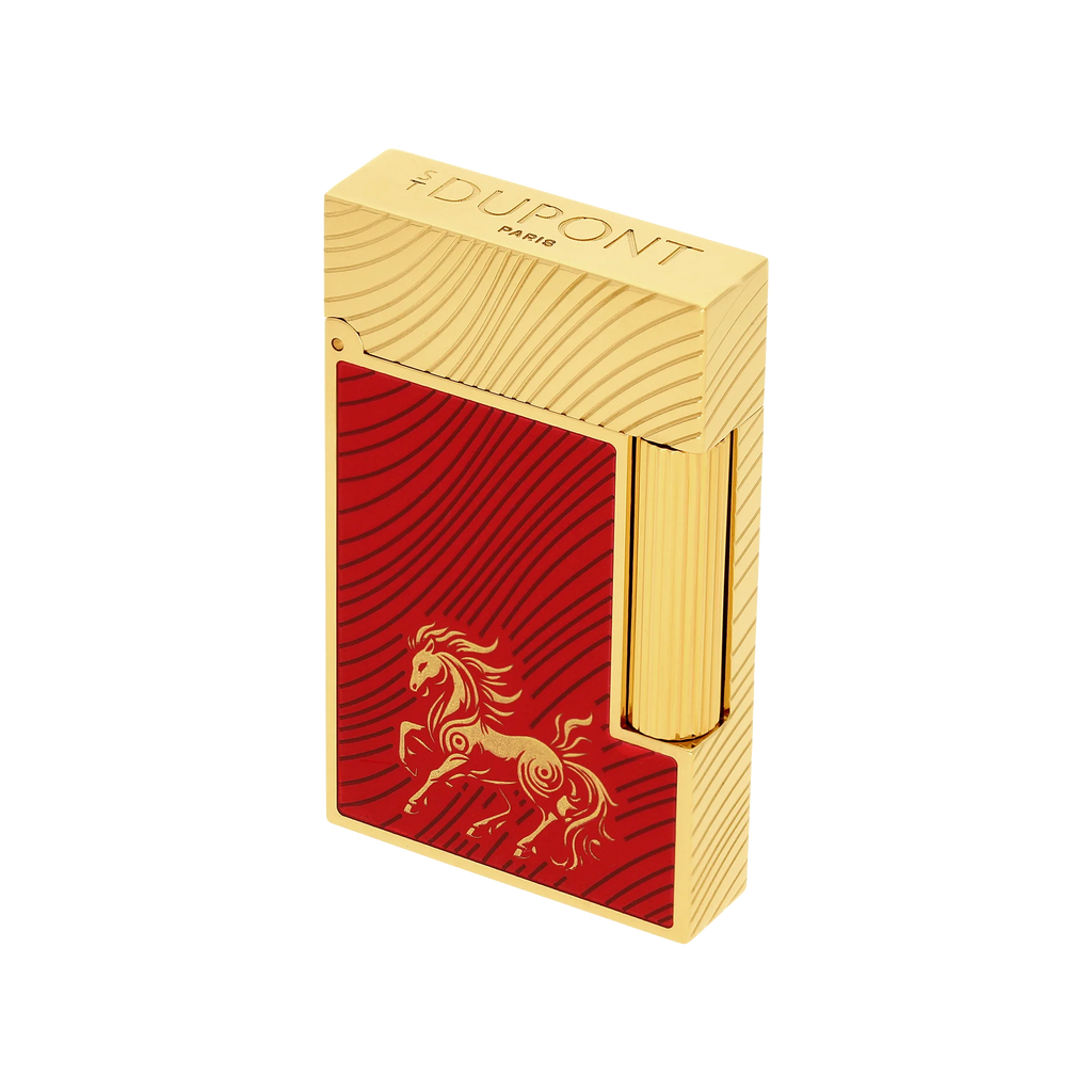 S.T. DUPONT Ligne 2 Horse Mane Guilloche Red/YG Lighter/Briquet C16080CL