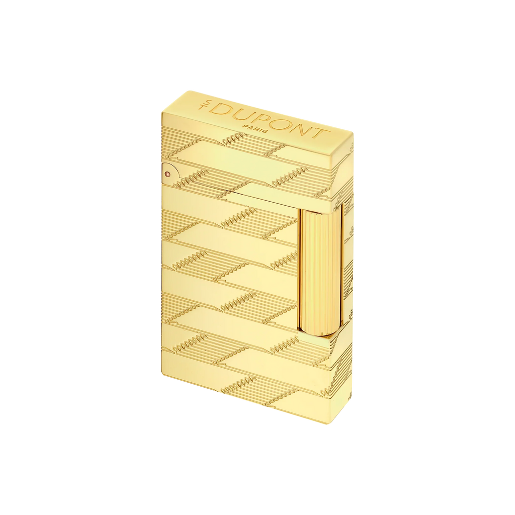 S.T. DUPONT Ligne 2 Monogram 1872 Golden Guilloche Lighter/Briquet C16178