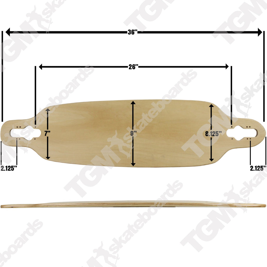 Moose Longboard Complete 9" x 36" Drop Through Stained Black