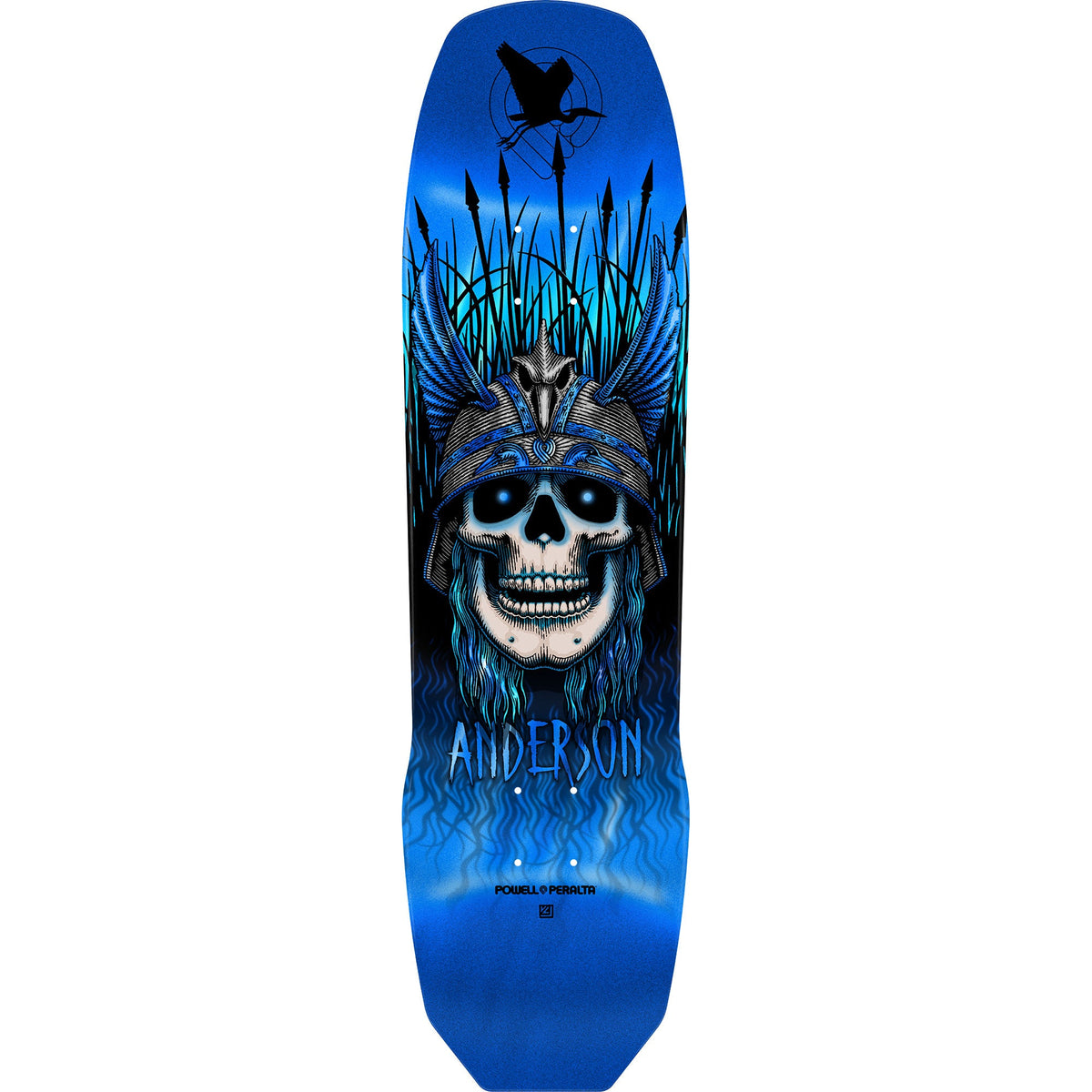 Powell Peralta Skateboard Deck Andy Anderson Heron Skull Blue Foil 8.45" x 31.8"
