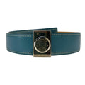 Hermes Serie Belt Leather Blue Jean Brown Silver Hardware