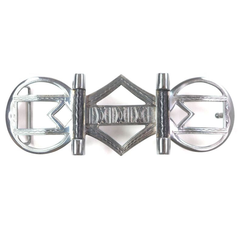 Hermes Touareg Hand Engraved Design Chrome Color Leather Use Belt Buckle SV 925