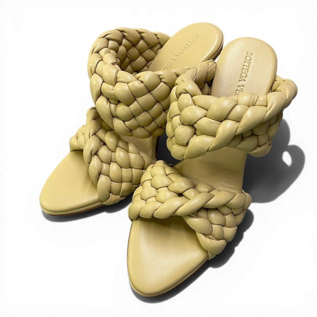 Bottega Veneta Ad2 Intrecciato Curve Sandals Yellow Leather 36.5