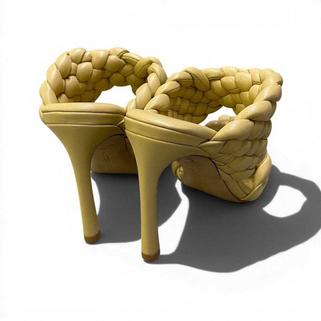 Bottega Veneta Ad2 Intrecciato Curve Sandals Yellow Leather 36.5