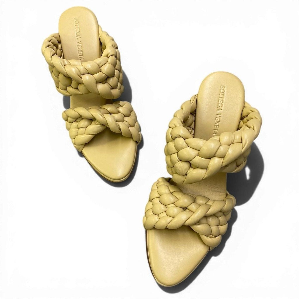 Bottega Veneta Ad2 Intrecciato Curve Sandals Yellow Leather 36.5