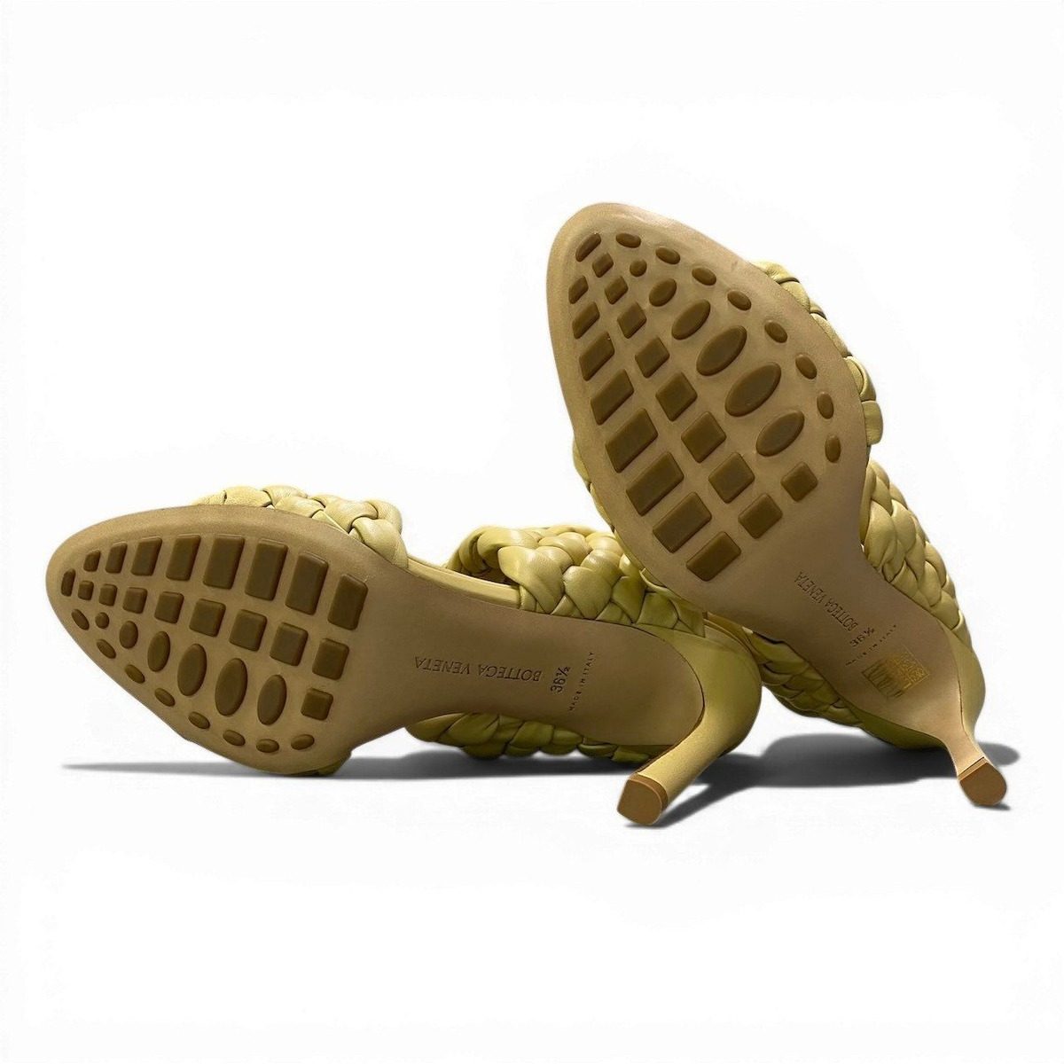 Bottega Veneta Ad2 Intrecciato Curve Sandals Yellow Leather 36.5