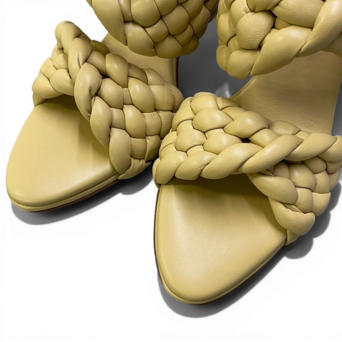 Bottega Veneta Ad2 Intrecciato Curve Sandals Yellow Leather 36.5