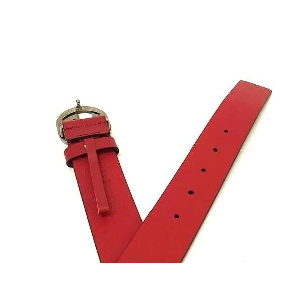 Gucci Interlocking Leather Silver Belt Red