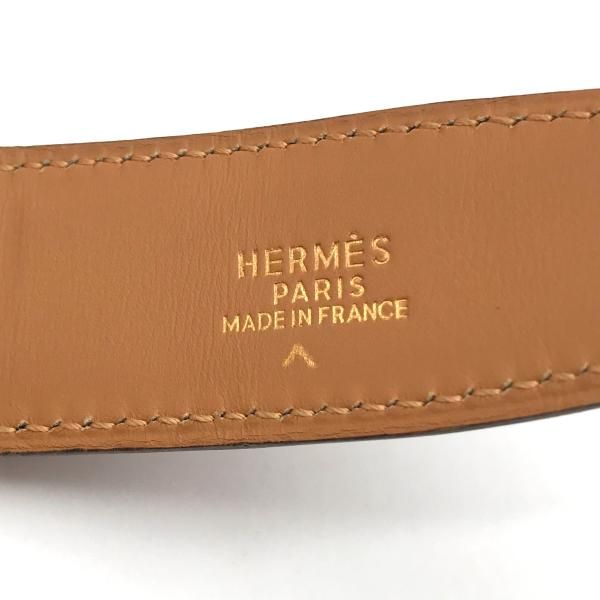 Hermes Constance Croco Porosus Buckle Belt Shikaku Red Gold