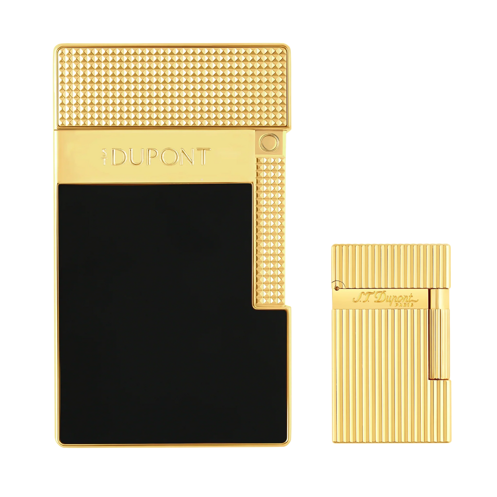 S.T. Dupont Black Lacquered Gold Table Lighter/Briquet T20100