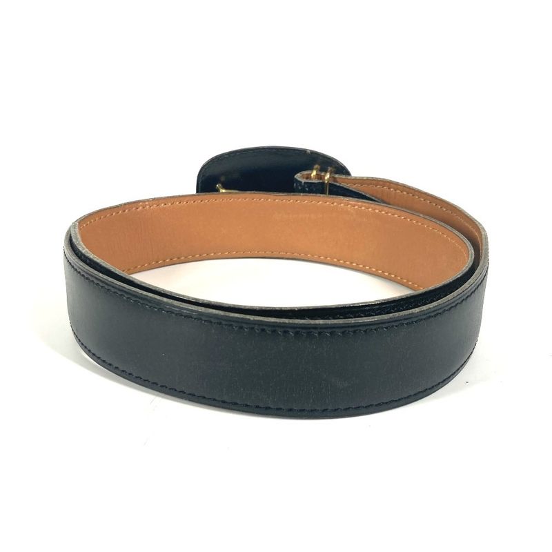 Hermes Belt Vintage Buckle Leather Black