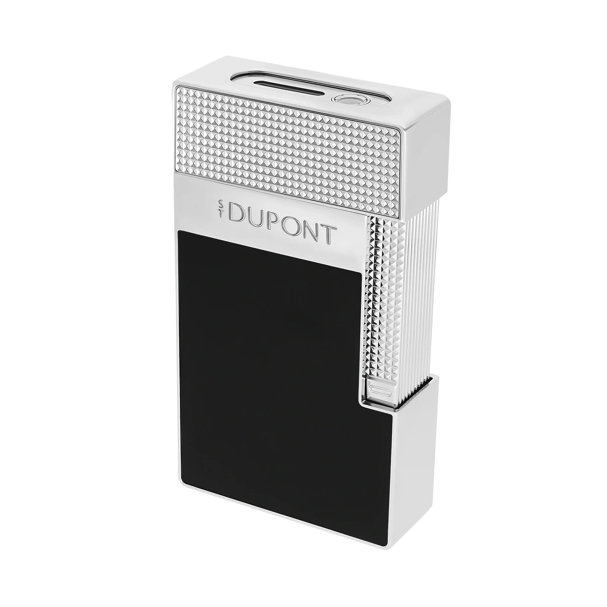 S.T. Dupont Black Lacquered Silver Table Lighter/Briquet T20101