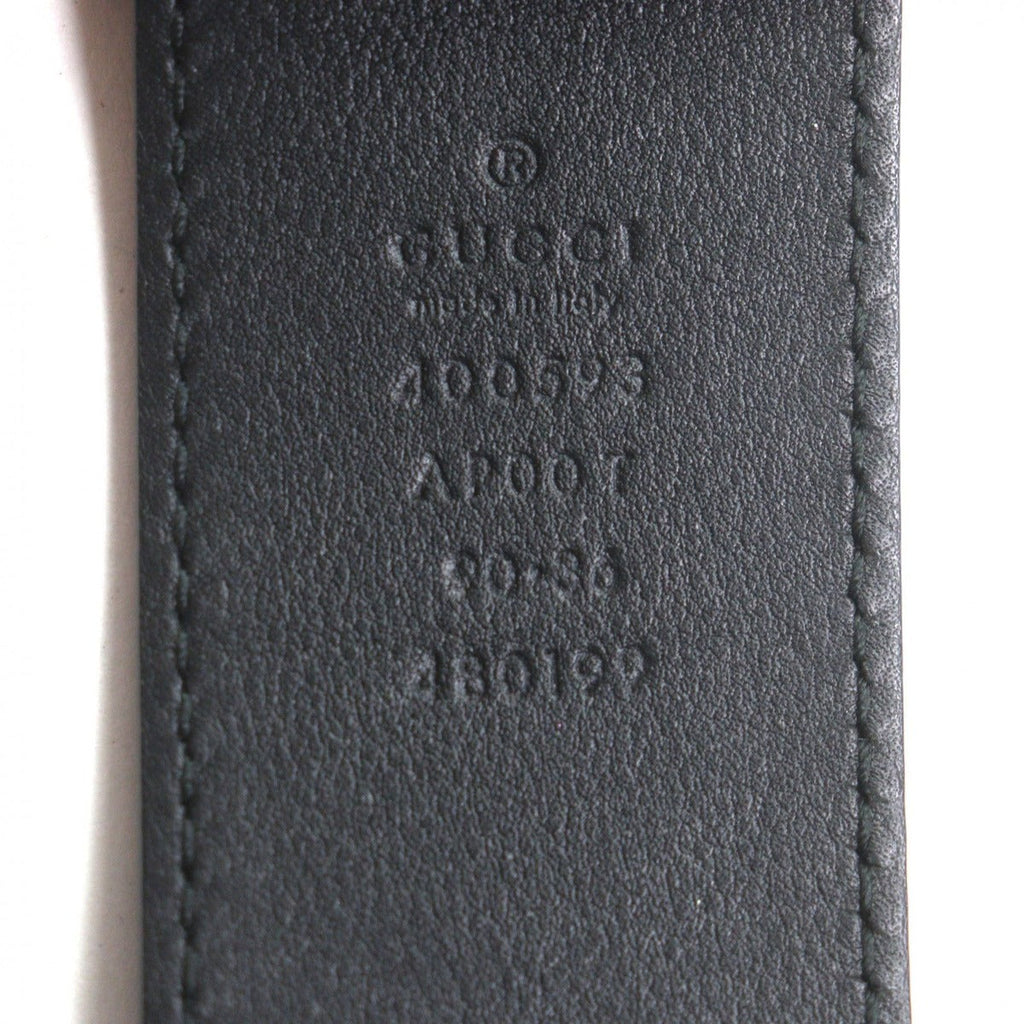 Gucci Double Wide Belt Leather GG Marmont Buckle Black Gold