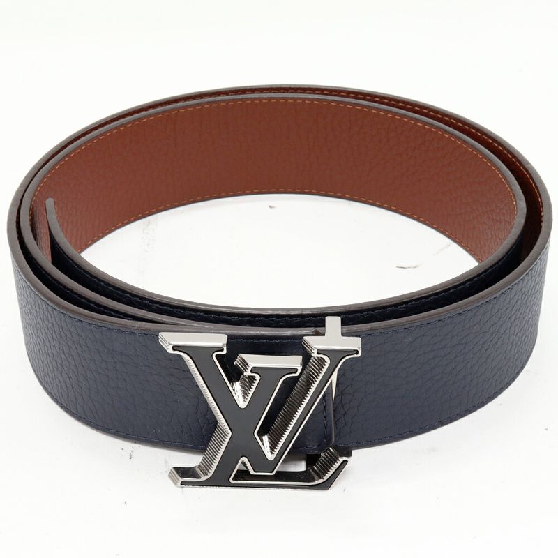 Louis Vuitton Belt Taurillon Leather Navy Brown Tilt Reverse