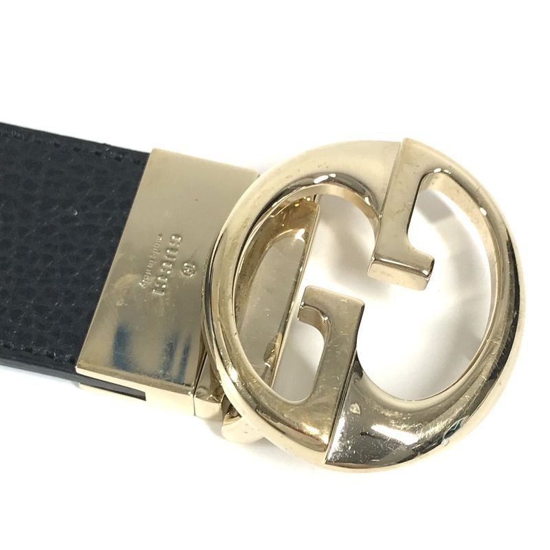 Gucci Belt Double G GG Logo Leather Black