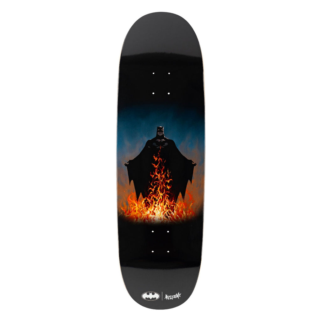 Welcome x Batman Skateboard Deck Bat Flames on Boline 2.0 Black 9.5"