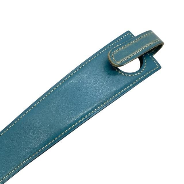 Hermes Serie Belt Leather Blue Jean Brown Silver Hardware