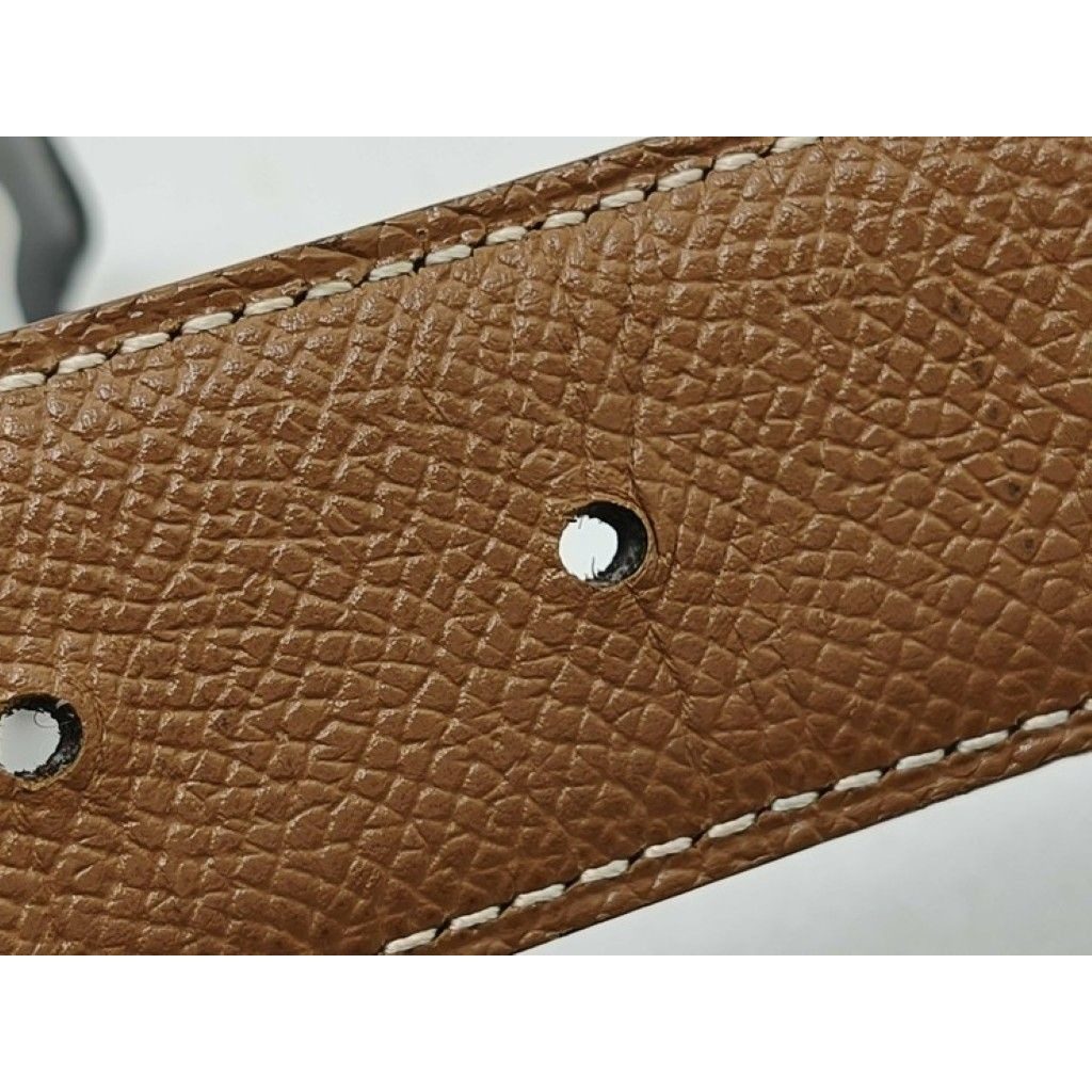 Hermes Belt Constance Black Gold Leather Reversible Silver