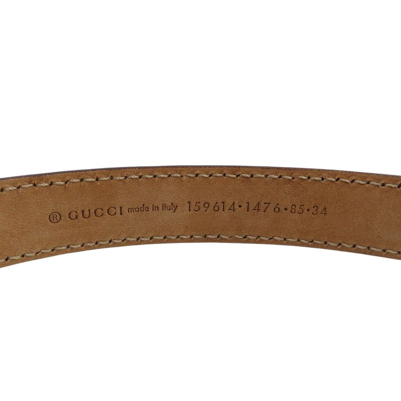 Gucci GG Logo Leather Gold Hardware 85-34 Belt 0976