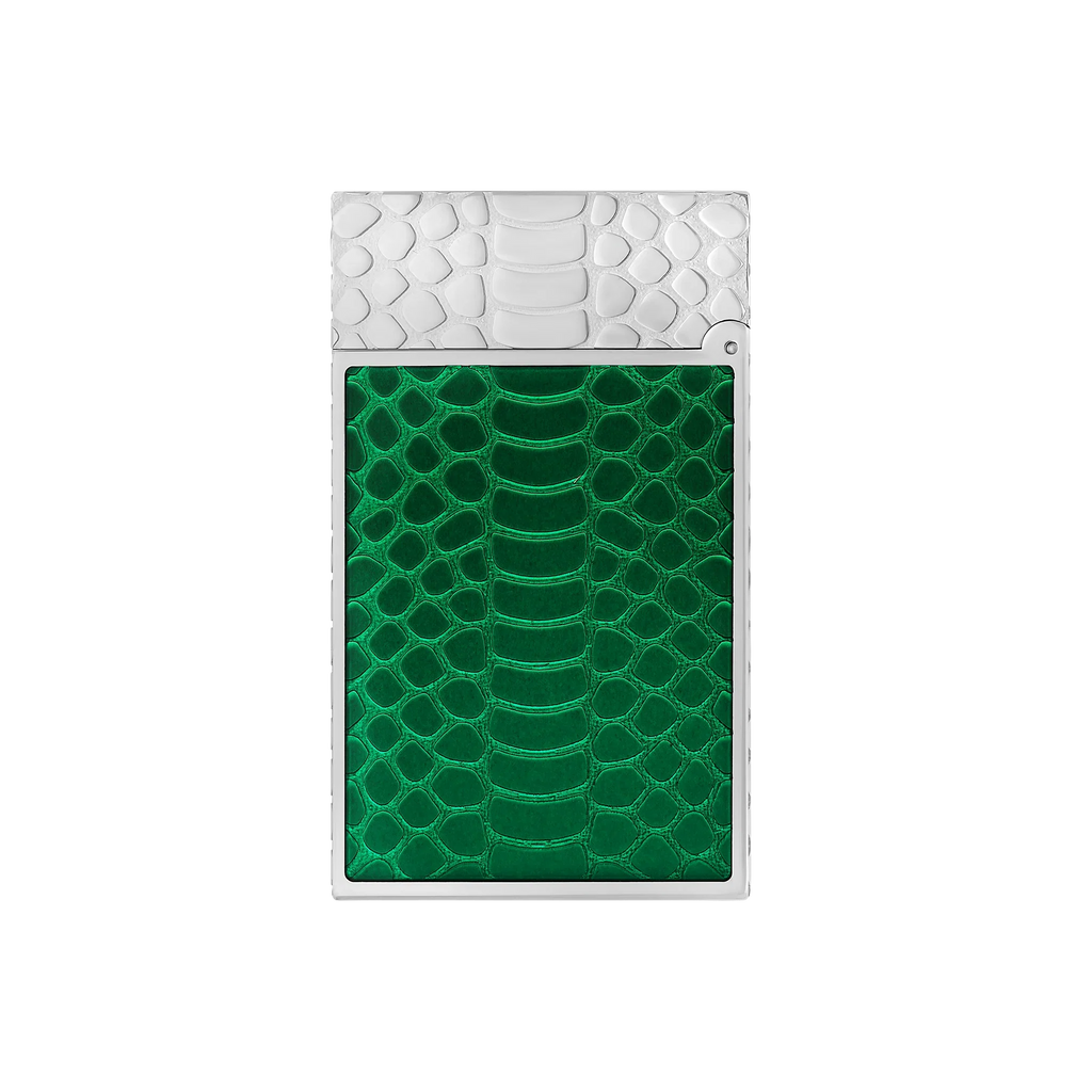 S.T. DUPONT Ligne 2 Guilloche Lacquer Snake Skin Green Palladium Lighter/Briquet C16078