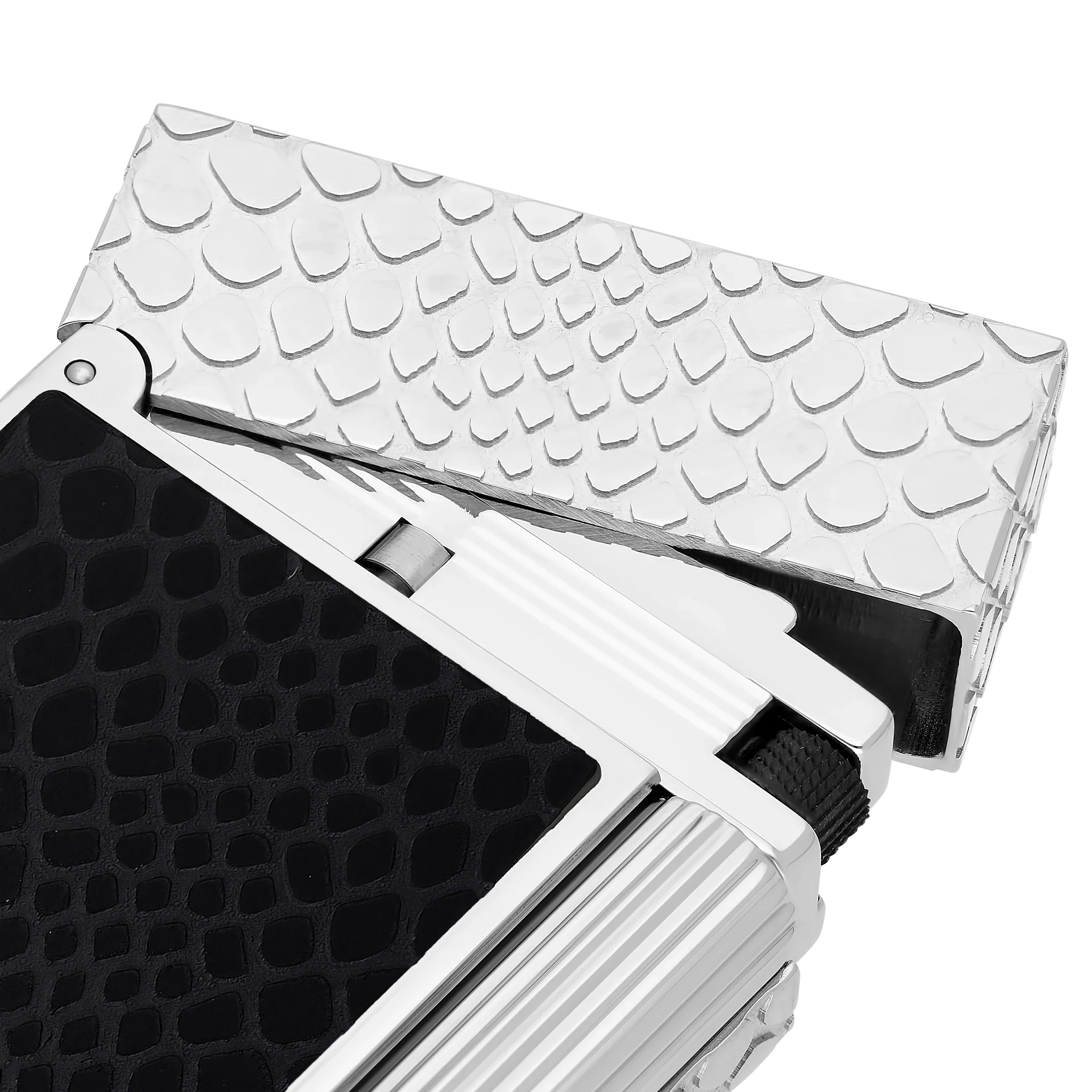 S.T. DUPONT Ligne 2 Guilloche Snake Skin Black Lacquer Lighter/Briquet C16079