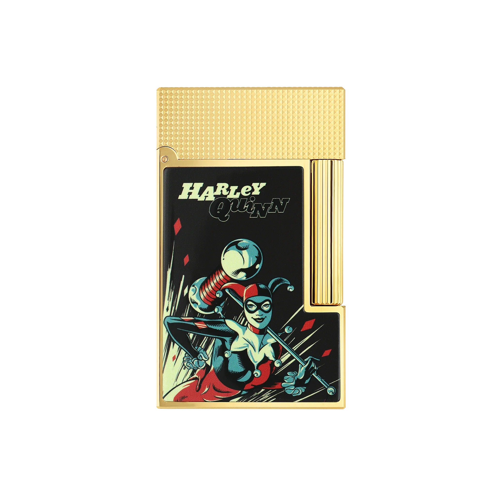 S.T. DUPONT Ligne 2 DC COMICS Lacquered Gold Harley Quinn Lighter/Briquet C16696