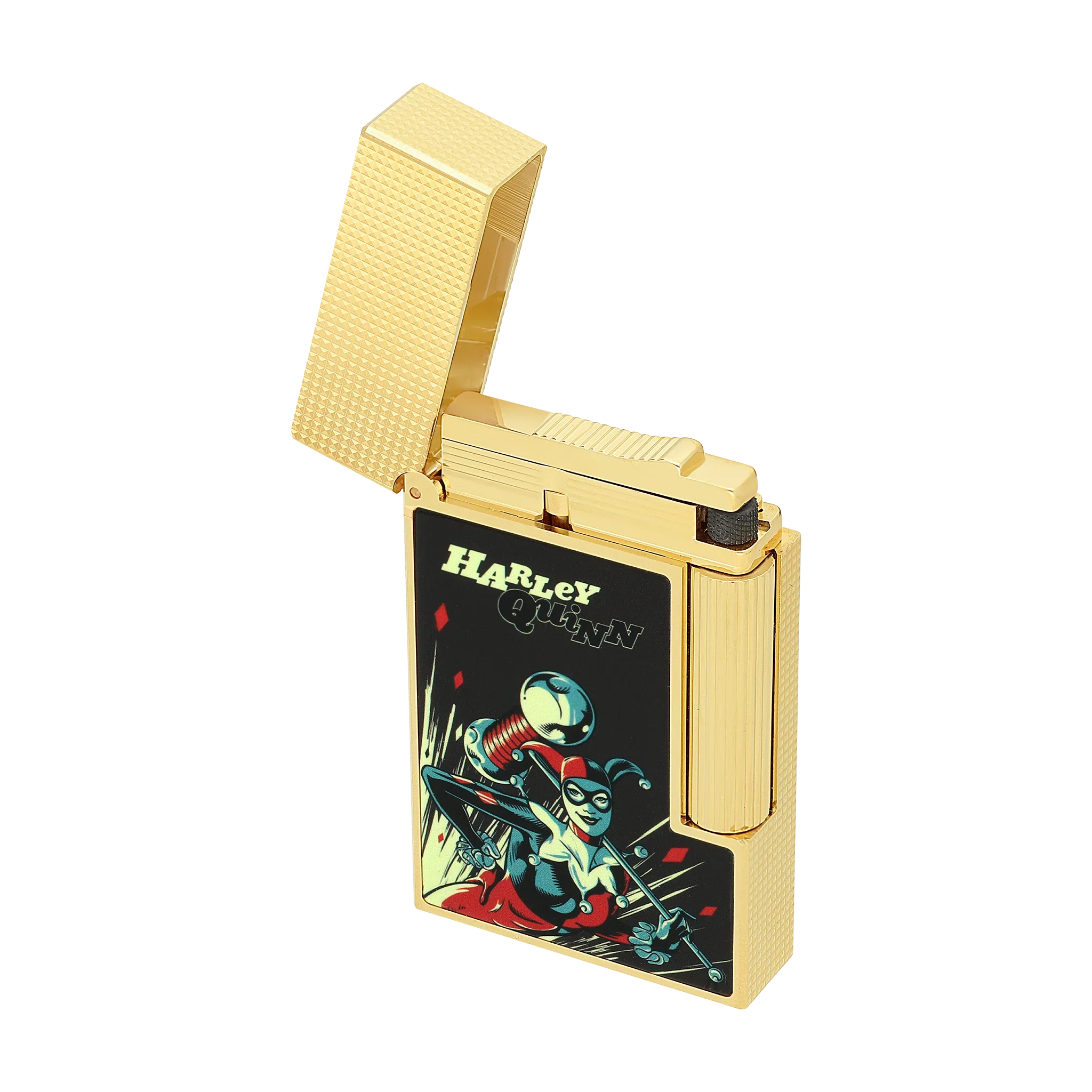 S.T. DUPONT Ligne 2 DC COMICS Lacquered Gold Harley Quinn Lighter/Briquet C16696