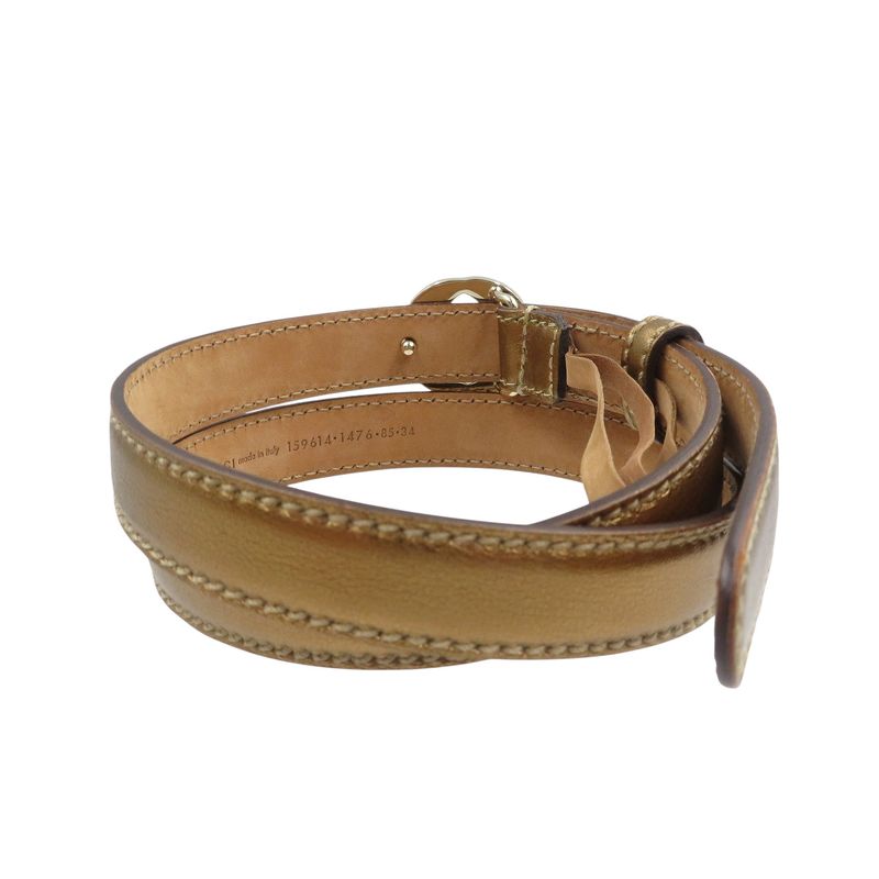 Gucci GG Logo Leather Gold Hardware 85-34 Belt 0976