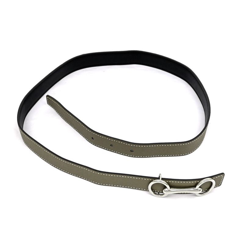 Hermes Elitage Belt 80 Black Etoupe Silver Hardware