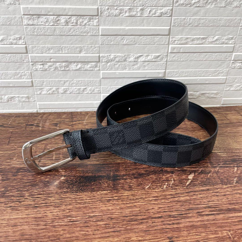 Louis Vuitton Damier Graphite Belt Ceinture Silver