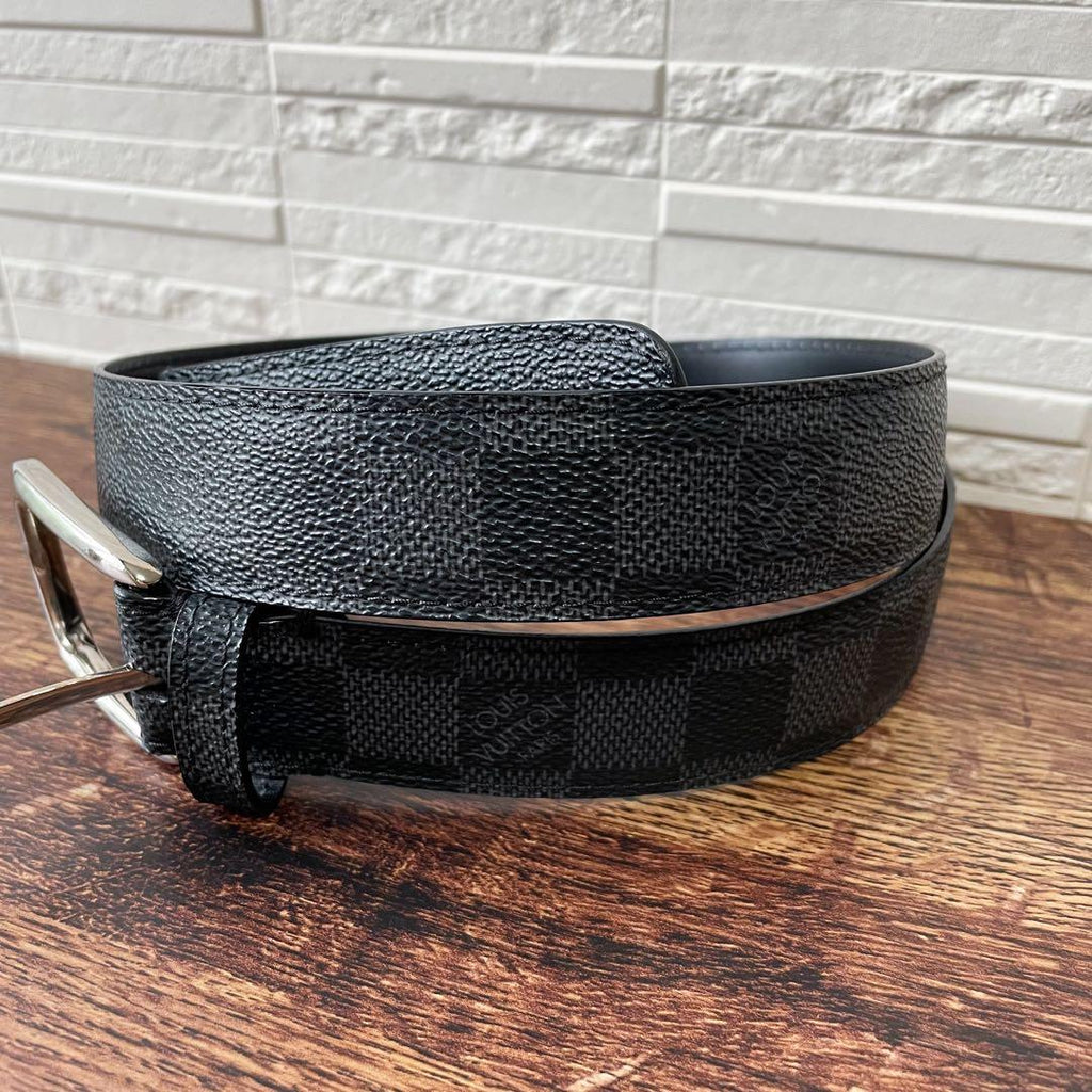 Louis Vuitton Damier Graphite Belt Ceinture Silver