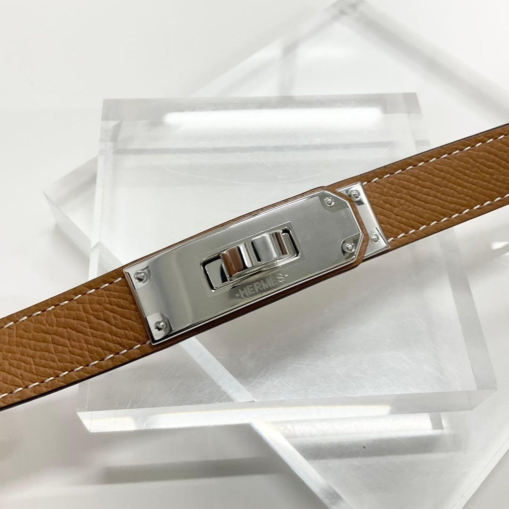 Hermes Leather Kelly 18 Belt Veau Gold Silver Handbag