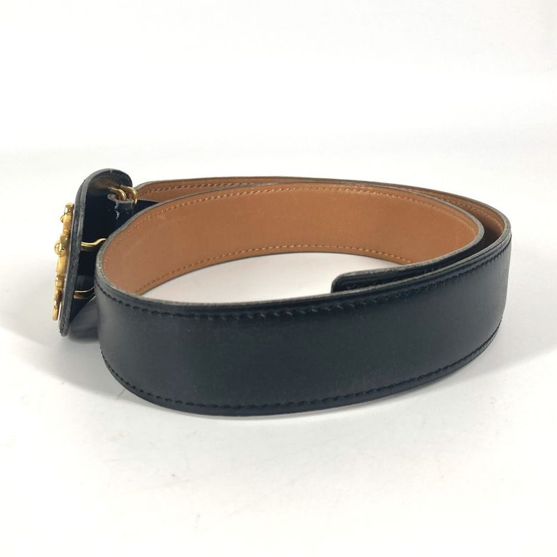 Hermes Belt Vintage Buckle Leather Black