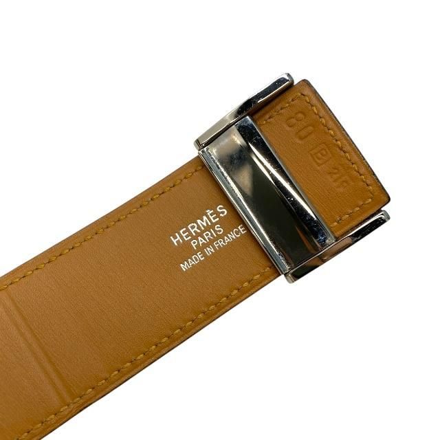 Hermes Serie Belt Leather Blue Jean Brown Silver Hardware
