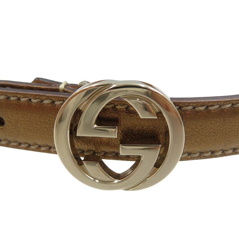Gucci GG Logo Leather Gold Hardware 85-34 Belt 0976