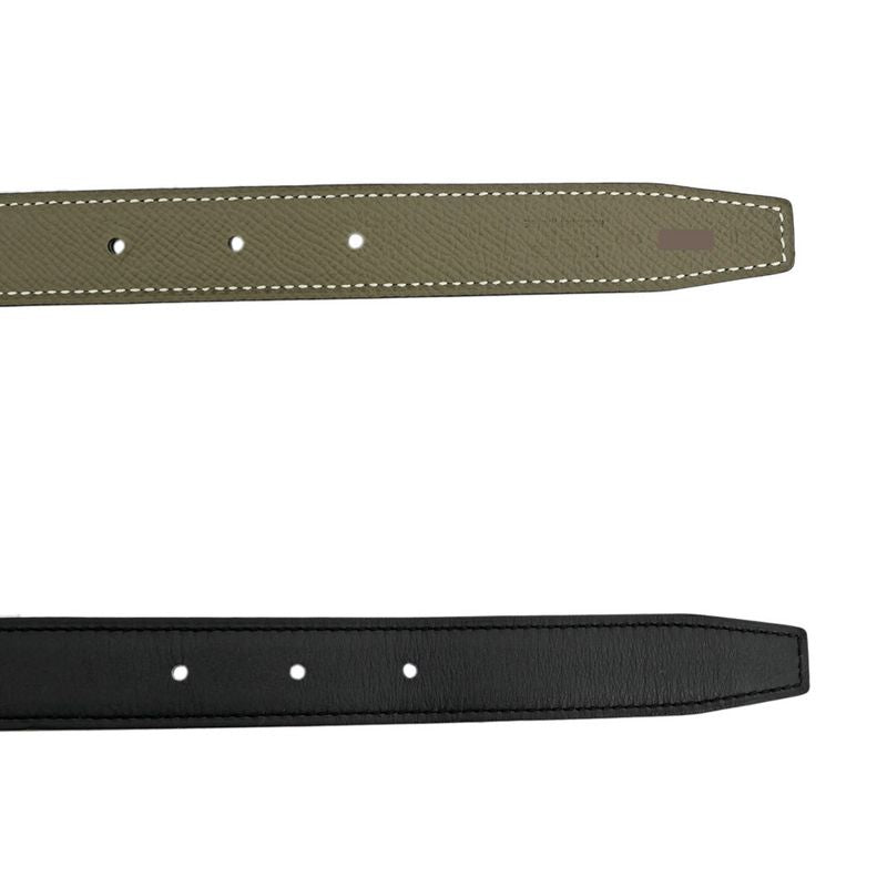Hermes Elitage Belt 80 Black Etoupe Silver Hardware