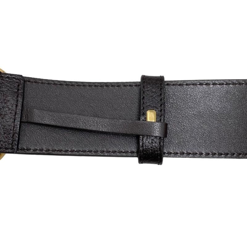 Gucci Wide Belt Double G Dj20 T 1000 Calfskinleather Black Goldhardware