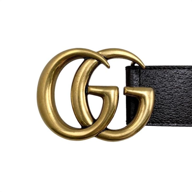 Gucci Wide Belt Double G Dj20 T 1000 Calfskinleather Black Goldhardware